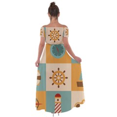 Off Shoulder Open Front Chiffon Dress 