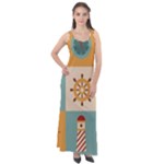 Nautical-elements-collection Sleeveless Velour Maxi Dress