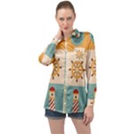 Nautical-elements-collection Long Sleeve Satin Shirt