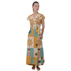 Flutter Sleeve Maxi Dress 