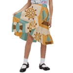 Nautical-elements-collection Kids  Ruffle Flared Wrap Midi Skirt