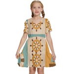 Nautical-elements-collection Kids  Short Sleeve Tiered Mini Dress