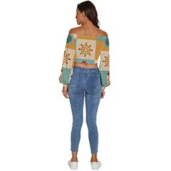 Long Sleeve Crinkled Weave Crop Top 