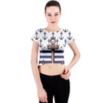 Anchor-background-design Crew Neck Crop Top