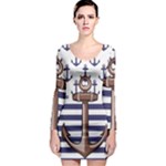 Anchor-background-design Long Sleeve Bodycon Dress