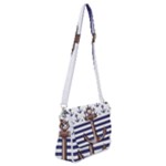 Anchor-background-design Shoulder Bag with Back Zipper