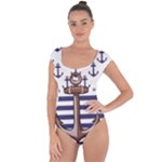 Anchor-background-design Short Sleeve Leotard 