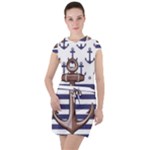 Anchor-background-design Drawstring Hooded Dress