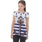 Anchor-background-design Cap Sleeve High Low Top