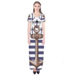 Anchor-background-design Short Sleeve Maxi Dress