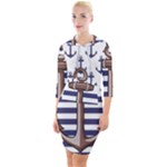 Anchor-background-design Quarter Sleeve Hood Bodycon Dress