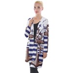 Anchor-background-design Hooded Pocket Cardigan