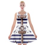 Anchor-background-design Velvet Skater Dress