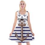 Anchor-background-design Reversible Velvet Sleeveless Dress