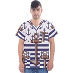 Anchor-background-design Men s V-Neck Scrub Top