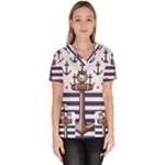 Anchor-background-design Women s V-Neck Scrub Top