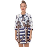 Anchor-background-design Half Sleeve Chiffon Kimono