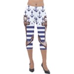 Anchor-background-design Lightweight Velour Capri Leggings 