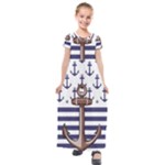 Anchor-background-design Kids  Short Sleeve Maxi Dress