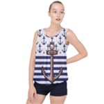 Anchor-background-design Bubble Hem Chiffon Tank Top