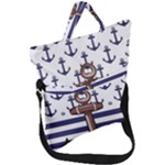 Anchor-background-design Fold Over Handle Tote Bag