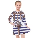 Anchor-background-design Kids  Quarter Sleeve Shirt Dress