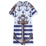 Anchor-background-design Kids  Boyleg Half Suit Swimwear