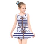 Anchor-background-design Kids  Skater Dress Swimsuit