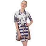 Anchor-background-design Belted Shirt Dress