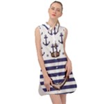 Anchor-background-design Sleeveless Shirt Dress