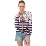 Anchor-background-design Banded Bottom Chiffon Top