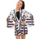 Anchor-background-design Long Sleeve Kimono