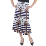 Anchor-background-design Midi Mermaid Skirt