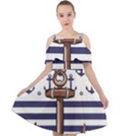 Anchor-background-design Cut Out Shoulders Chiffon Dress