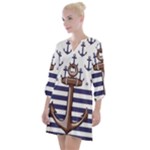 Anchor-background-design Open Neck Shift Dress