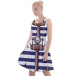 Anchor-background-design Knee Length Skater Dress