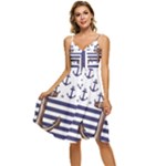 Anchor-background-design Sleeveless Tie Front Chiffon Dress