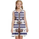 Anchor-background-design Kids  Sleeveless Tiered Mini Dress