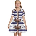 Anchor-background-design Kids  Short Sleeve Tiered Mini Dress