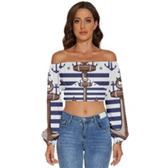 Long Sleeve Crinkled Weave Crop Top 