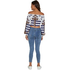 Long Sleeve Crinkled Weave Crop Top 