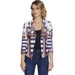 Anchor-background-design Women s Casual 3/4 Sleeve Spring Jacket