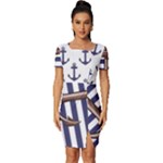 Anchor-background-design Fitted Knot Split End Bodycon Dress