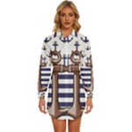 Anchor-background-design Womens Long Sleeve Shirt Dress