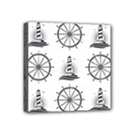 Marine-nautical-seamless-pattern-with-vintage-lighthouse-wheel Mini Canvas 4  x 4  (Stretched)