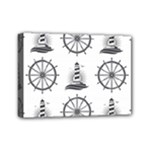 Marine-nautical-seamless-pattern-with-vintage-lighthouse-wheel Mini Canvas 7  x 5  (Stretched)