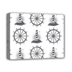 Marine-nautical-seamless-pattern-with-vintage-lighthouse-wheel Deluxe Canvas 14  x 11  (Stretched)