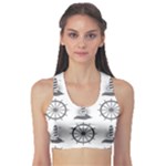 Marine-nautical-seamless-pattern-with-vintage-lighthouse-wheel Sports Bra