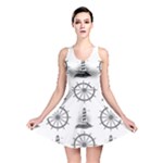 Marine-nautical-seamless-pattern-with-vintage-lighthouse-wheel Reversible Skater Dress