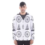 Marine-nautical-seamless-pattern-with-vintage-lighthouse-wheel Men s Hooded Windbreaker